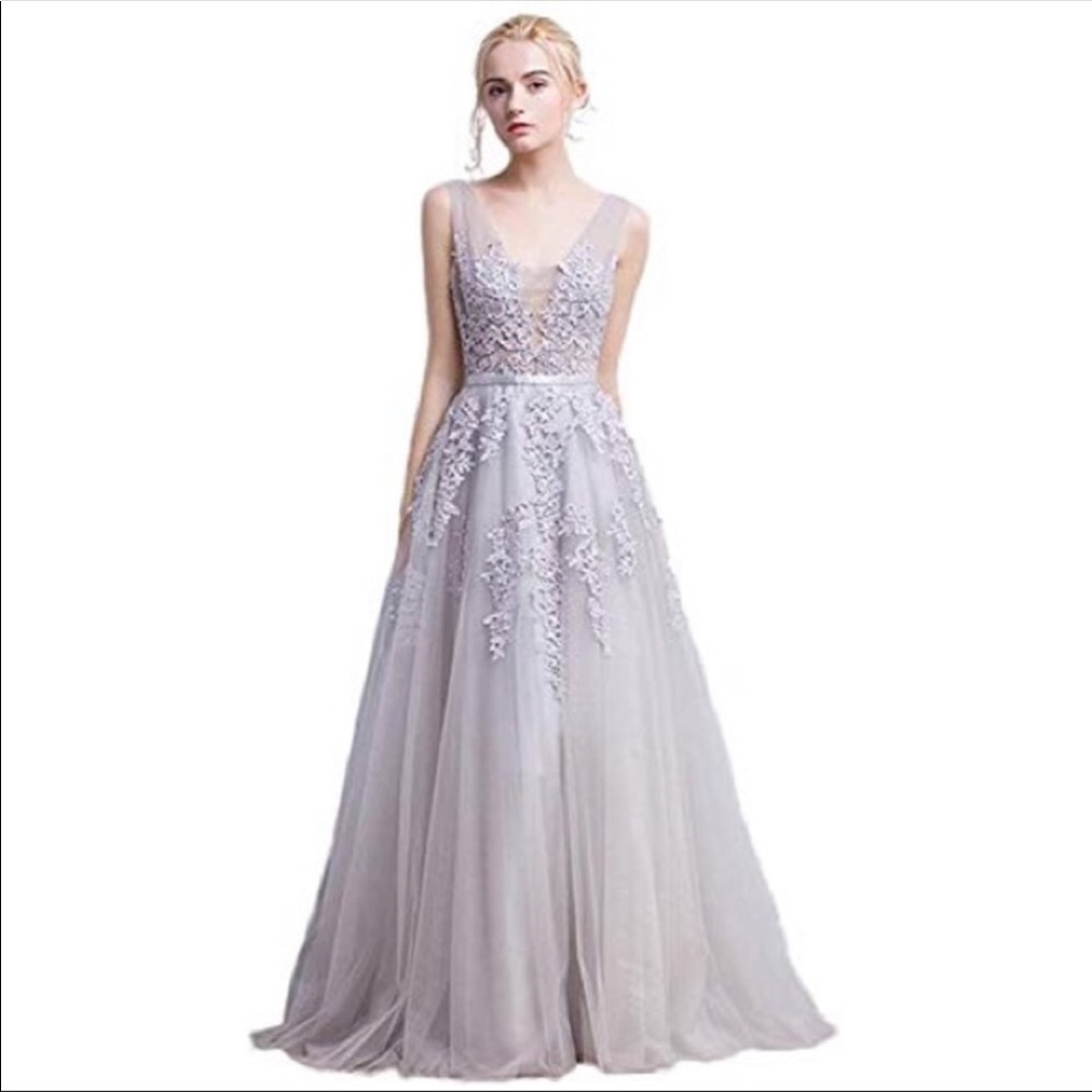 Grey Tulle Gown